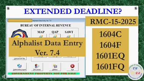Availability of new Alphalist Data Entry and .